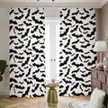 White And Black Halloween Bat Print Dimout Pencil Pleat Curtains