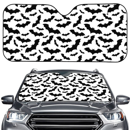 White And Black Halloween Bat Print Car Windshield Sun Shade