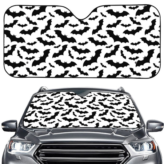 White And Black Halloween Bat Print Car Windshield Sun Shade