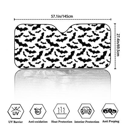White And Black Halloween Bat Print Car Windshield Sun Shade