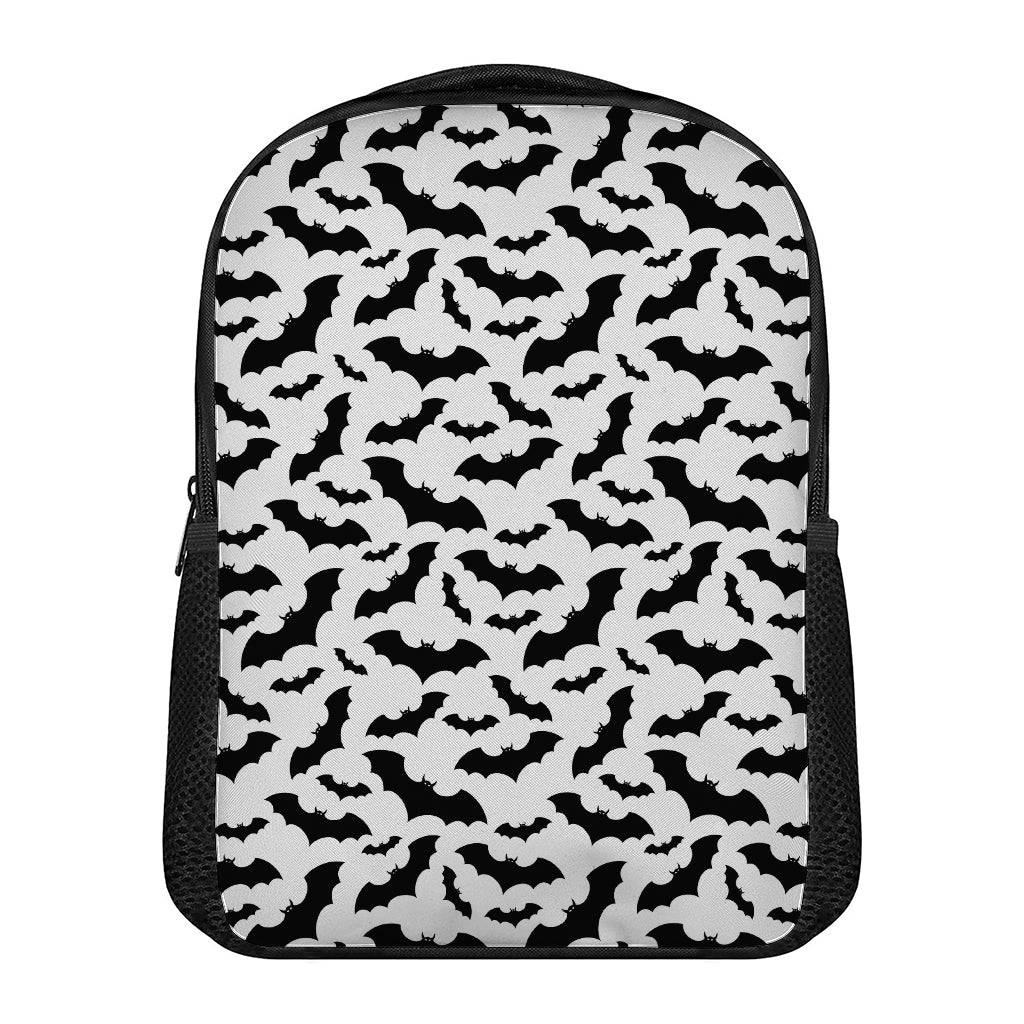 White And Black Halloween Bat Print Casual Backpack
