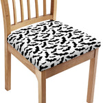 White And Black Halloween Bat Print Chair Cushion Cover