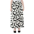 White And Black Halloween Bat Print Chiffon Maxi Skirt