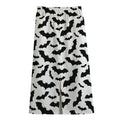 White And Black Halloween Bat Print Cotton Front Slit Maxi Skirt