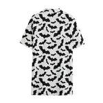 White And Black Halloween Bat Print Cotton Hawaiian Shirt