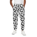 White And Black Halloween Bat Print Cotton Sweatpants