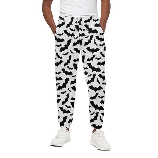 White And Black Halloween Bat Print Cotton Pants