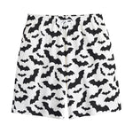 White And Black Halloween Bat Print Cotton Shorts