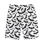 White And Black Halloween Bat Print Cotton Shorts