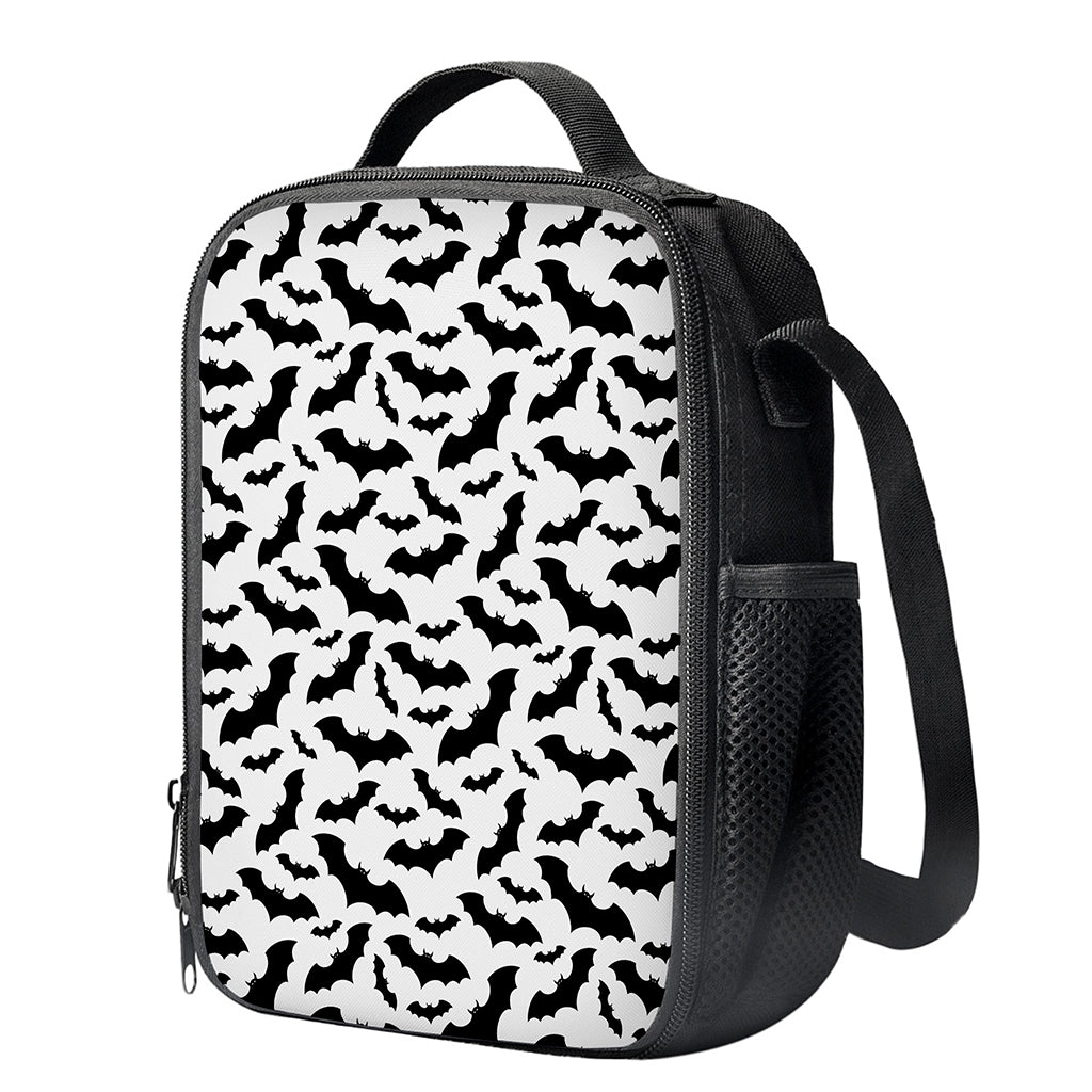 White And Black Halloween Bat Print Crossbody Lunch Bag