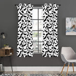 White And Black Halloween Bat Print Curtain
