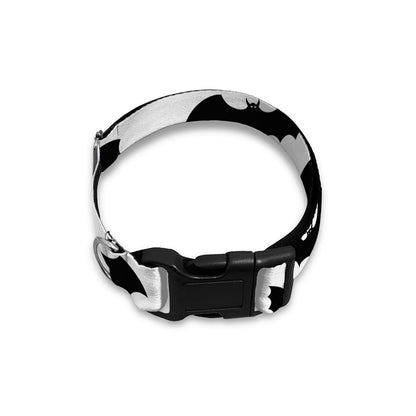 White And Black Halloween Bat Print Dog Collar
