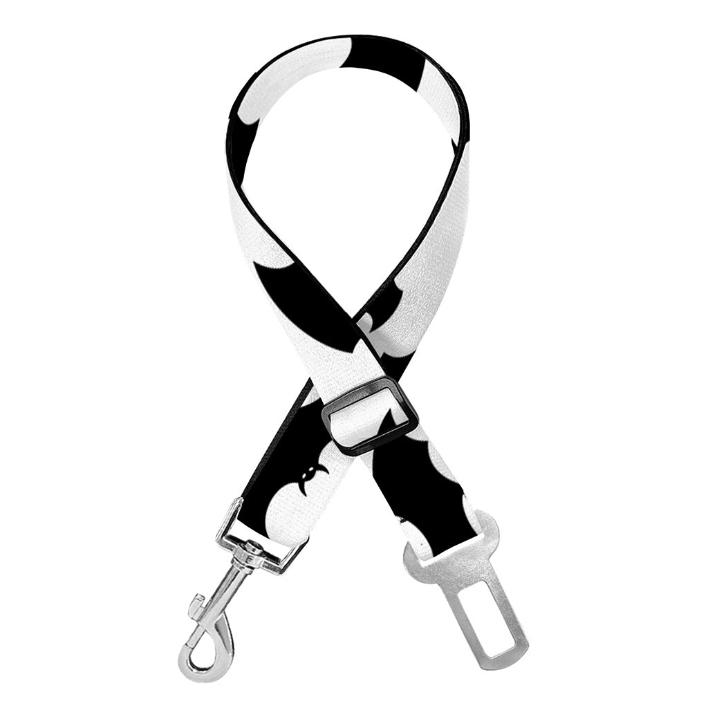 White And Black Halloween Bat Print Dog Seat Belt