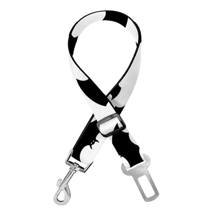 White And Black Halloween Bat Print Dog Seat Belt