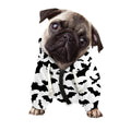White And Black Halloween Bat Print Dog Zip Up Hoodie