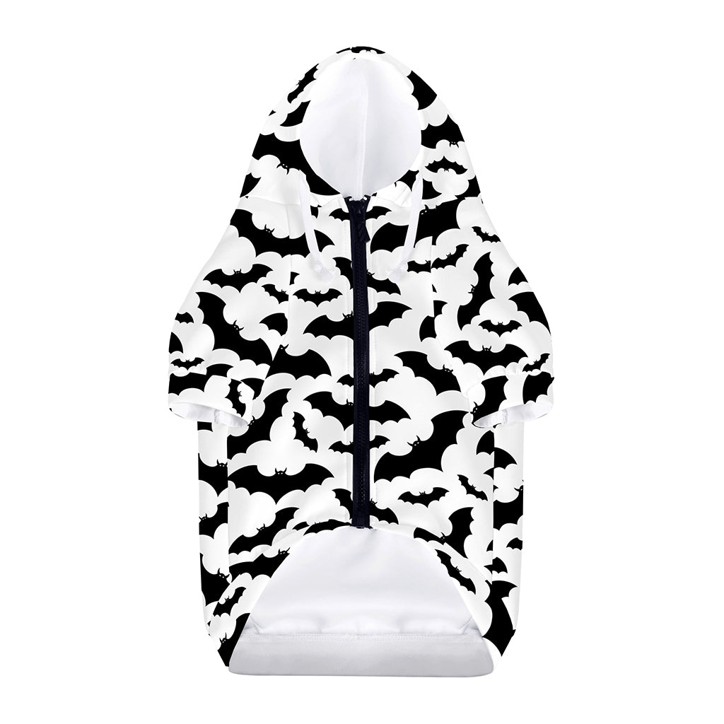 White And Black Halloween Bat Print Dog Zip Up Hoodie