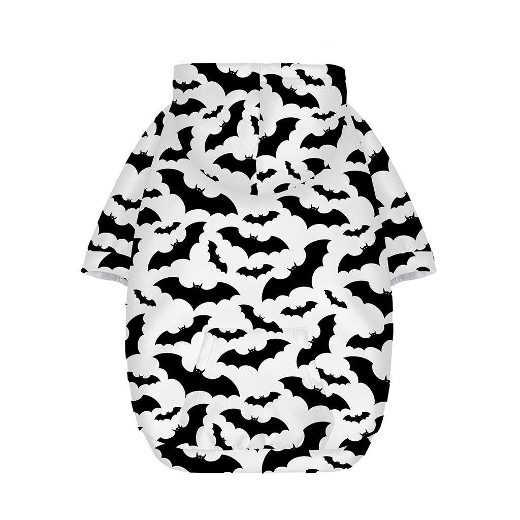 White And Black Halloween Bat Print Dog Zip Up Hoodie