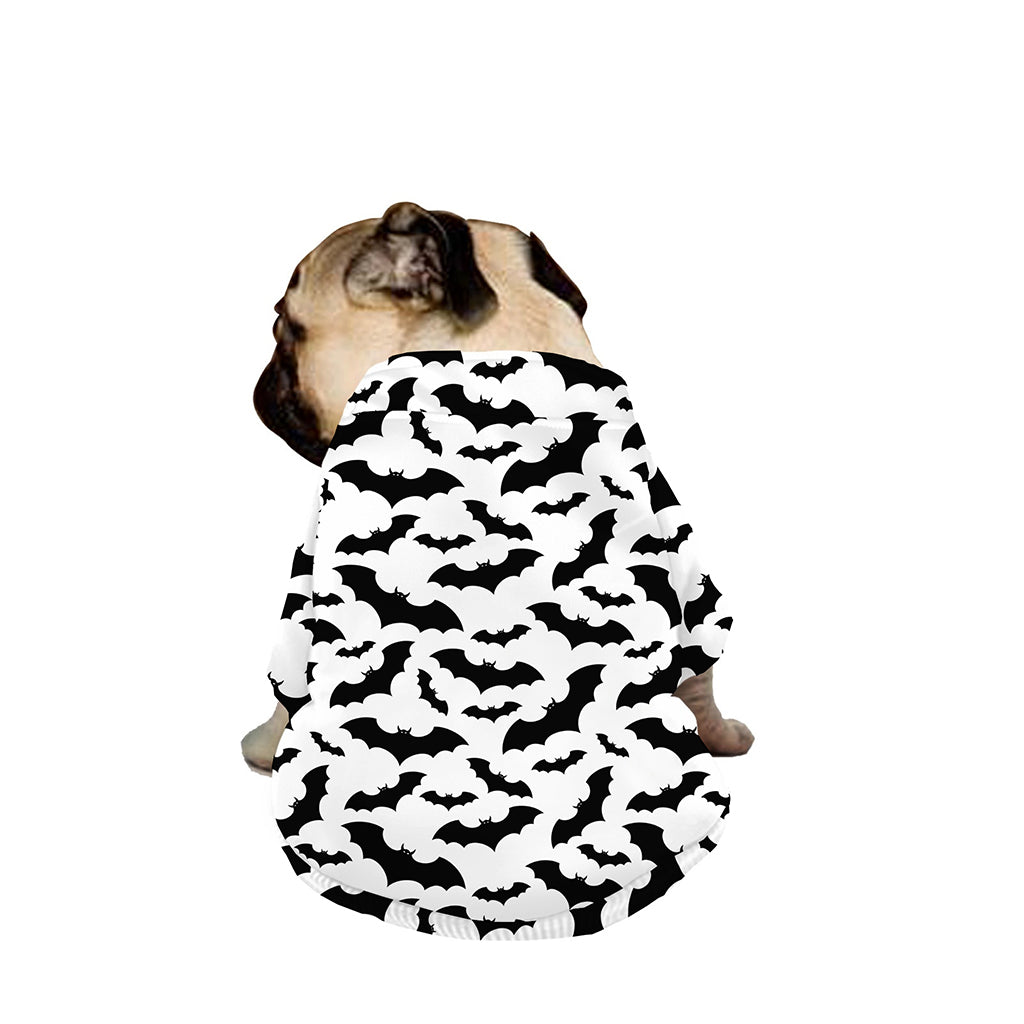 White And Black Halloween Bat Print Dog Zip Up Jacket