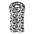 White And Black Halloween Bat Print Double Neoprene Wine Tote