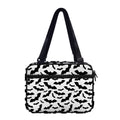 White And Black Halloween Bat Print Double Strap Bible Bag