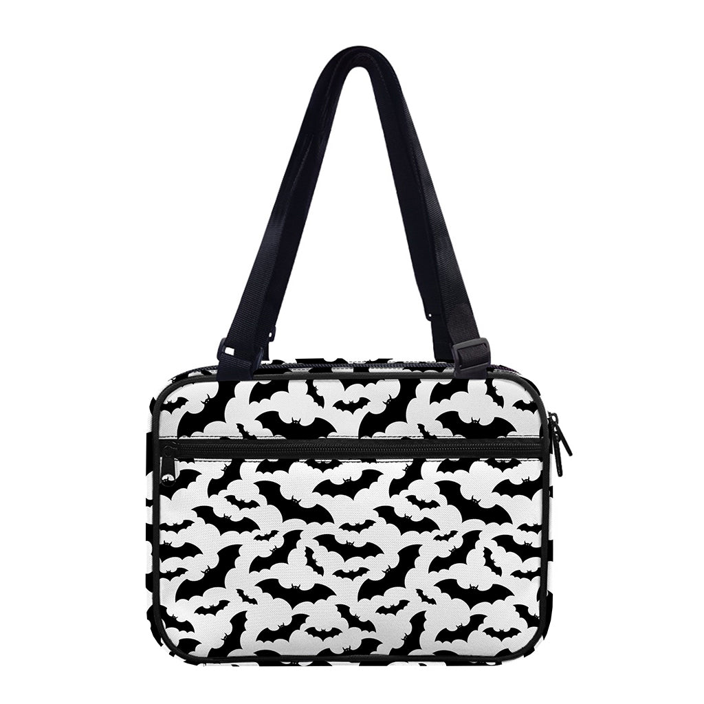 White And Black Halloween Bat Print Double Strap Bible Bag