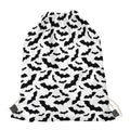White And Black Halloween Bat Print Drawstring Bag