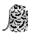 White And Black Halloween Bat Print Drawstring Makeup Bag