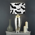 White And Black Halloween Bat Print Drum Lamp Shade