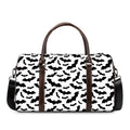 White And Black Halloween Bat Print Duffel Bag