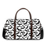 White And Black Halloween Bat Print Duffle Bag