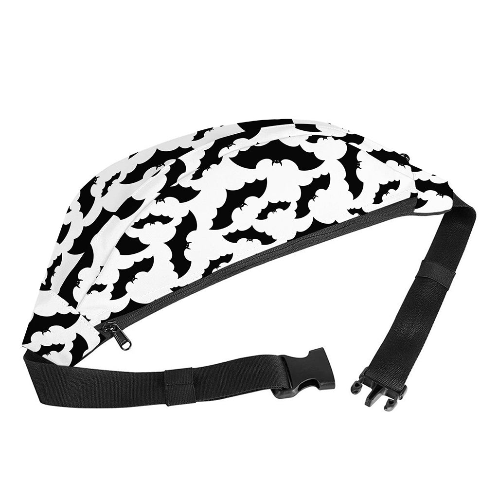 White And Black Halloween Bat Print Fanny Pack