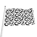 White And Black Halloween Bat Print Flag