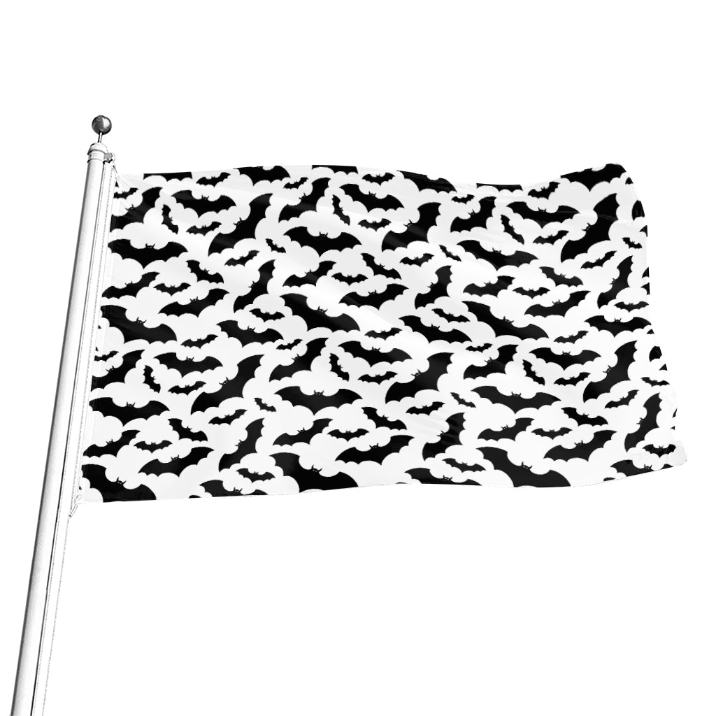 White And Black Halloween Bat Print Flag