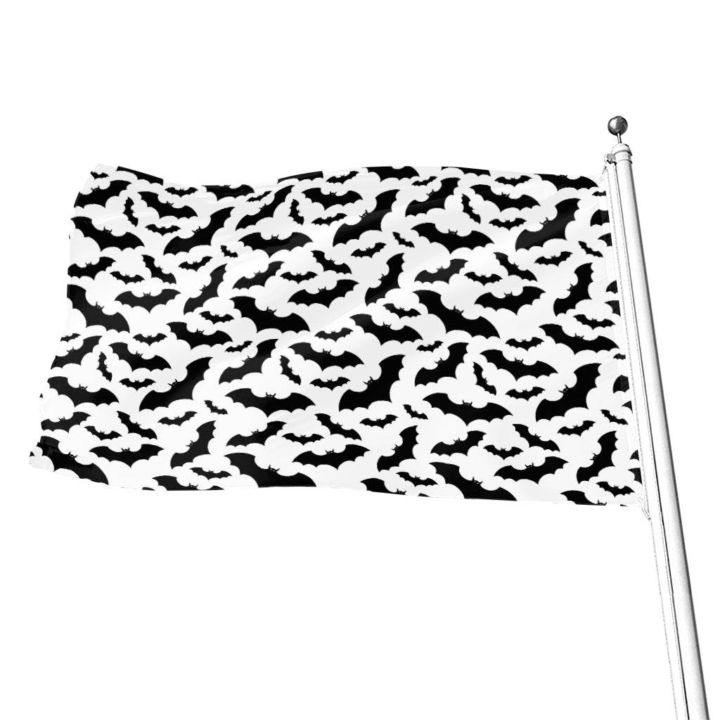 White And Black Halloween Bat Print Flag