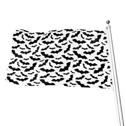 White And Black Halloween Bat Print Flag