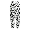 White And Black Halloween Bat Print Fleece Lined Knit Pants