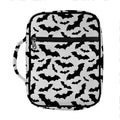 White And Black Halloween Bat Print Front Pocket Bible Bag