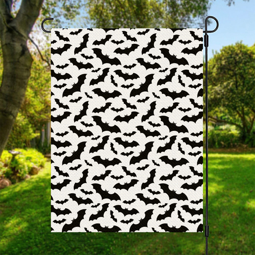 White And Black Halloween Bat Print Garden Flag