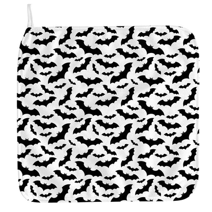 White And Black Halloween Bat Print Hand Towel