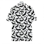 White And Black Halloween Bat Print Hawaiian Shirt