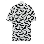 White And Black Halloween Bat Print Hawaiian Shirt