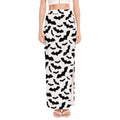 White And Black Halloween Bat Print High Slit Maxi Skirt