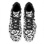 White And Black Halloween Bat Print High Top Leather Sneakers