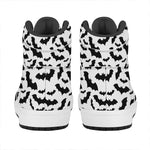 White And Black Halloween Bat Print High Top Leather Sneakers