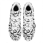 White And Black Halloween Bat Print High Top Leather Sneakers
