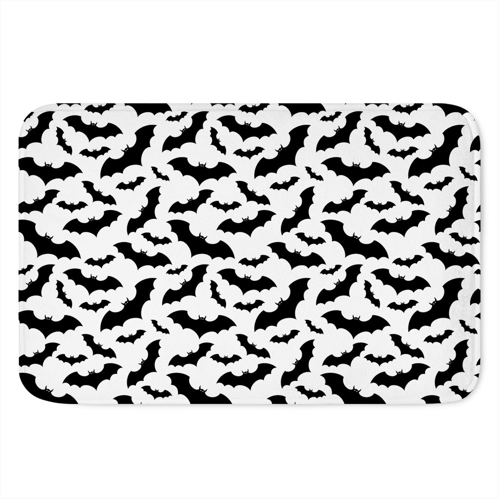 White And Black Halloween Bat Print Indoor Door Mat