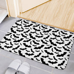 White And Black Halloween Bat Print Indoor Door Mat