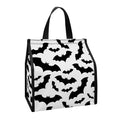 White And Black Halloween Bat Print Insulated Lunch Tote