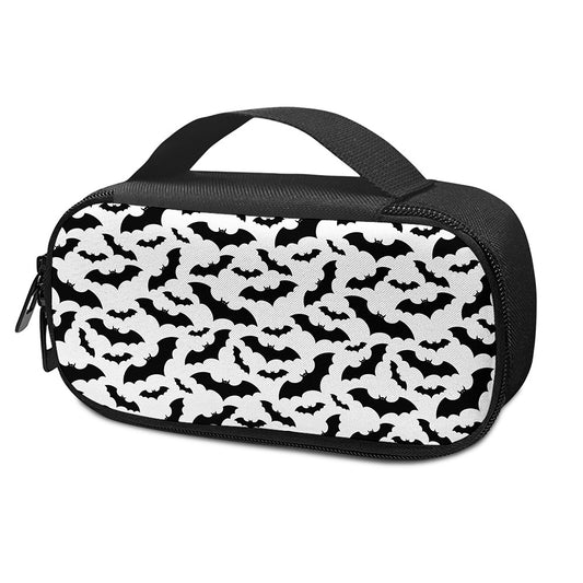 White And Black Halloween Bat Print Insulin Cooler Travel Case