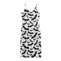 White And Black Halloween Bat Print Jersey Midi Cami Dress